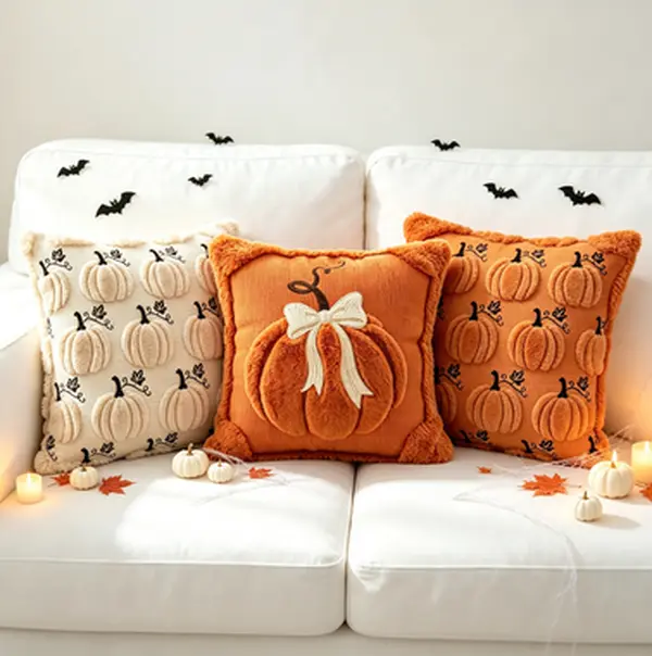 Pumpkin Pattern Cushion Cover, Couch Cushion Covers, 1 Count Harvest Festival Themed Throw Pillow Cover without Filler. Square Pillowcase for Living Room, Bedroom and Sofa, ideal decorative accessory for Halloween, autumn and Thanksgiving home decor.