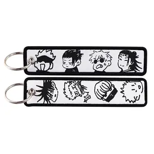Manga Gojo Satoru Keychain for Motorcycle Anime Key Chain for Men Gifts and Cars Key Tag Embroidery Key Fobs Fashion Jewelry