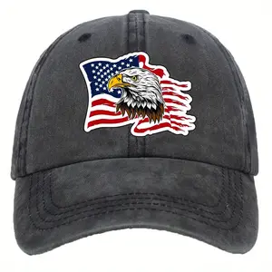 Patriotic American Flag and Bald Eagle Print Baseball Cap - Vintage Washed Cotton Adjustable Breathable Lightweight Sun Hat, Suitable for Golf, Outdoor Activities, and Casual Wear, Flag Pattern Headwear, Comfortable Head Accessory