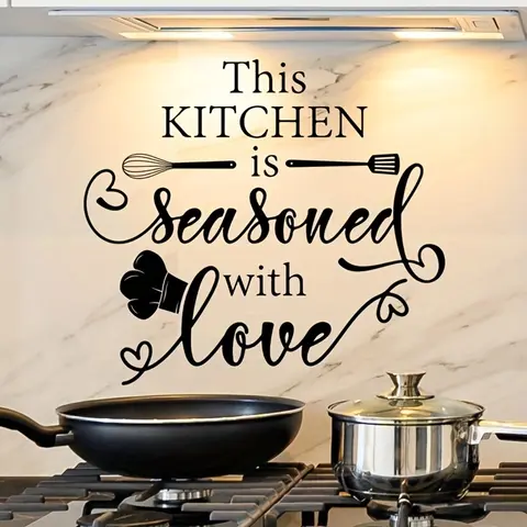Kitchen Themed Wall Sticker, 1 Set Self Adhesive Wall Decal, Decorative Sticker for Home Kitchen Dining Room, Home Decor Supplies, Wall Art Stickers, Decoration Sticker, Decoration Items