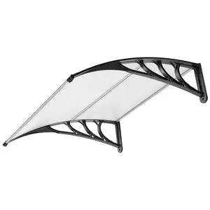 VIVOHOME Polycarbonate Window Door Awning Spliced Canopy Transparent with Black Bracket Weatherproof