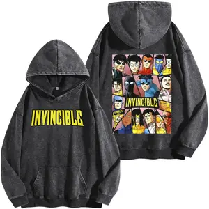 Invincible War Ver 2 Washed Hoodie Fashion Cotton, Full Colors, Full Sizes, For Men, For Women