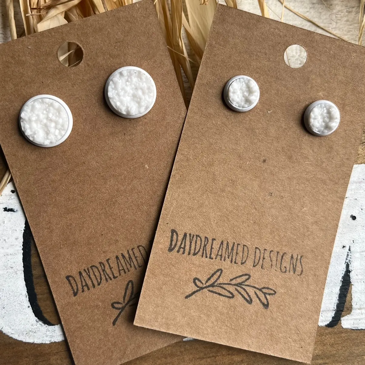 8mm or 12mm All White Druzy Studs