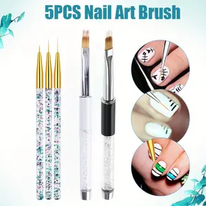 5 Pieces Nail Art Painting Pen Set, UV Gel Polish Gradient Color Nail Brush, for Nail Art Acrylic Application Nail Art Tools Manicure Clear Daily Storage