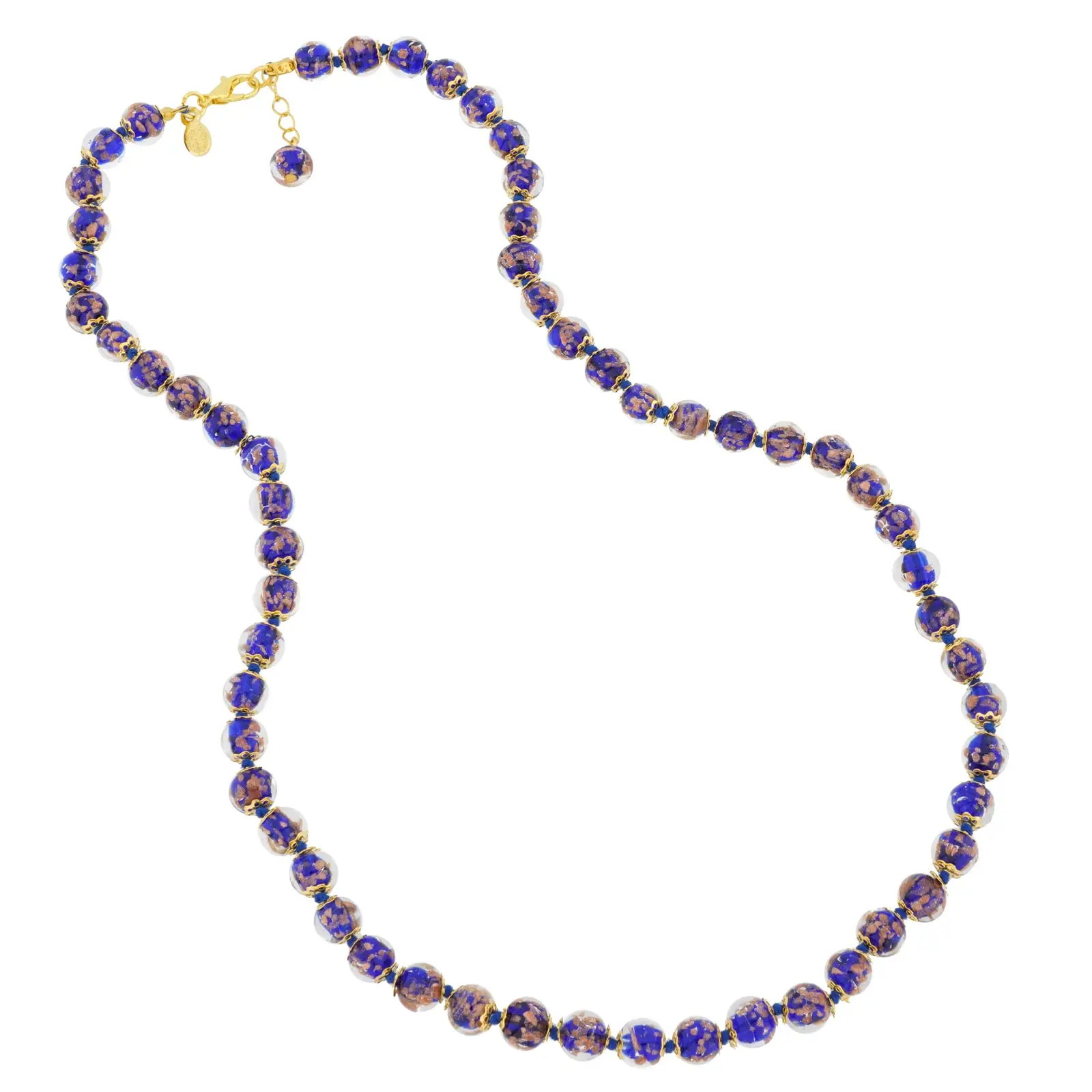 Glass Of Venice Murano Glass Sommerso Long Necklace - Navy Blue, Extra Long Necklaces, Blue Shiny Necklaces
