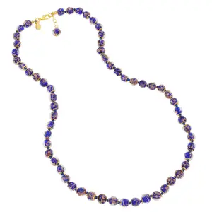 Glass Of Venice Murano Glass Sommerso Long Necklace - Navy Blue, Extra Long Necklaces, Blue Shiny Necklaces