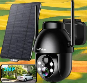 2K Solar Security Camera -SeeVision- 3MP Wireless PTZ with Spotlight & IP66 Waterproof