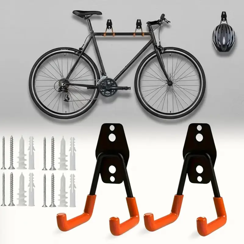Two Heavy-Duty Metal Hooks for Bicycles - Wall-Mounted Storage Rack, Suitable for Ladders, Bikes, Tools - Space-Saving, Easy to Install, Durable Aluminum Construction, Bike Storage Rack, Stylish Design, Sturdy Build