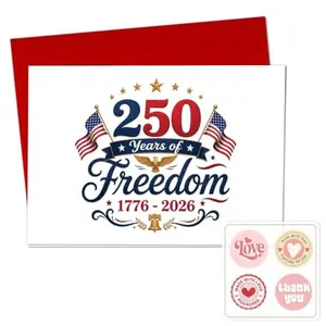 Fourth of July Invitation Greeting Card with Red Envelope, Patriotic Fireworks Community Celebration Card, USA Independence Day Party Invite Card for Family, Friends, Neighbors