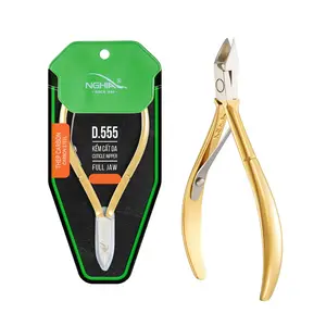 NGHIA D.555 Full Jaw Cuticle Nipper – Gold Plated Carbon Steel | Professional 16 Jaw | Sharp & Durable