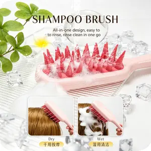 "Deep Cleansing Scalp Massager & Shower Comb - Heavy-Duty Silicone Long Handle Dandruff Remover With Scalping Massage Brush For, Suitable For Normal Hair Care "