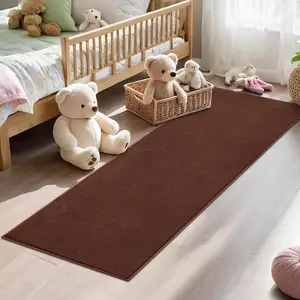 【GARVEE】2x6 Soft Runner Rugs for Bedroom in Black and Brown, Fluffy Non-Slip Shag Bedside Runner Mats, Fuzzy Plush Carpet, Washable and Foldable Area Rugs for Dorm, Nursery, Hallway, Indoor Home Decor
