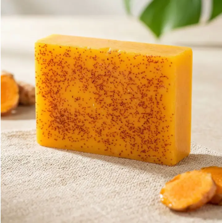 Turmeric Soap Bar for Face & Body Cleanser, Organic Lemon Turmeric Soap with Vitamin C, Gentle Handmade Formula for Smoothing & Moisturizing Skin, Suitable for All Skin Types