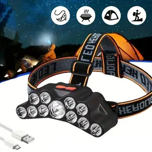 11 LED USB Rechargeable Headlamp, Strong Light Headlamp, Outdoor Camping Light For Night, Men Gifts