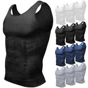 3 Pack Men Compression Shirt Body Shaper Underwear 2 Pack Athletic Thermal Compression Shirts Sleeveless Workout Tank Top Tight Vest Sports Base Layer Undershirt Men Shapewear