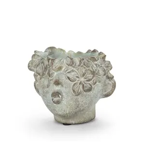 212 MAIN 4 in. Mini Kissing Face Garden Planter, Grey Flower Pot, Flower Pots