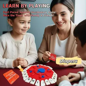 Spanish Alphabet Game Set, Fast-Paced Memory Match with Round Abs Board, Timer, Colorful Letters, Cognitive Boost, Party Fun, Educational Play
