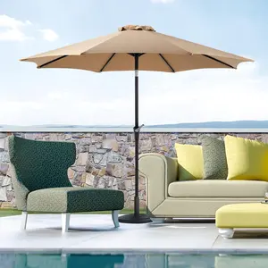 9FT Patio Table Umbrella with Tilt and Crank Button & 8 Sturdy Ribs Waterproof, 9 Feet Outdoor Patio Umbrella Sun Shade for Pool, Terrace, Beach and Restaurant