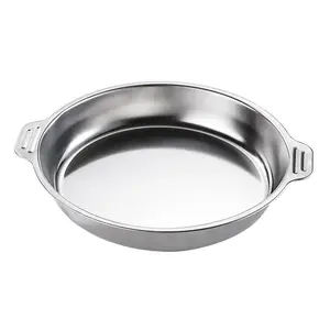 Stainless Steel Plate, Round Kitchen Metal Tray with Transparent Lid and Handle, Camping Plate for BBQ, Snacks, Salad, Appetizers, Fruits, Cookies