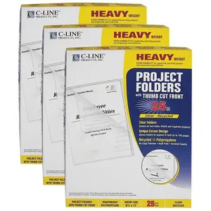 C-line Products  Recycled Project Folders, Clear - 3 Count