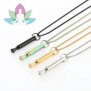 Mindfulness Breathing Necklace Stress Relief Pendant Stainless Steel Anxiety Breathe Necklace for Women Men