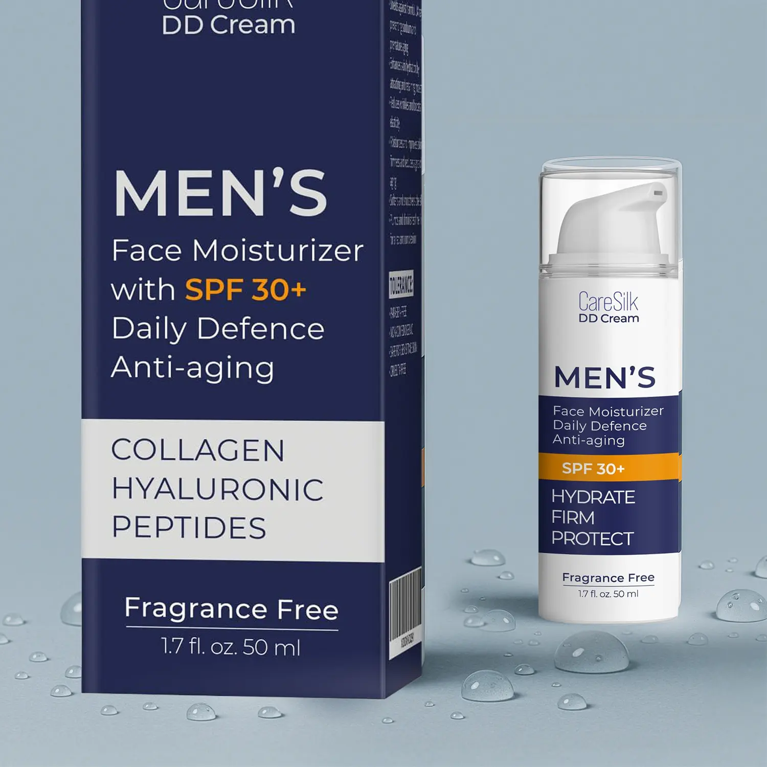 CARESILK Men’s DD Cream SPF 30 – Daily Moisturizer + Skin Defense | Hyaluronic, Collagen & Peptides | Lightweight, Fragrance-Free – 1.7oz