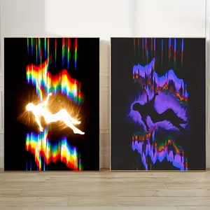 1pc Canvas Art Print Poster - Inspiration & Musical Aura Theme, Contemporary Art Deco Style, Ink Wall Art for Living Room, Bedroom, Dining Room - Frameless Phase Shift & Body Soul Aesthetic Artwork - For Art Lovers & Home Decor Enthusiasts - Perfect Gift