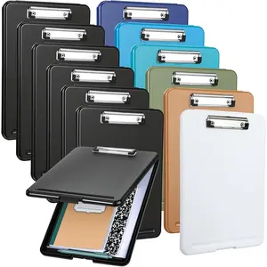 12 count Plastic Clipboard with Storage Heavy Duty Portable Writing Boards for 150 Sheet A4 Paper with Pen Holder Large Capacity Clipboards for Nurse Teacher Student Classroom Office (Deep Color)