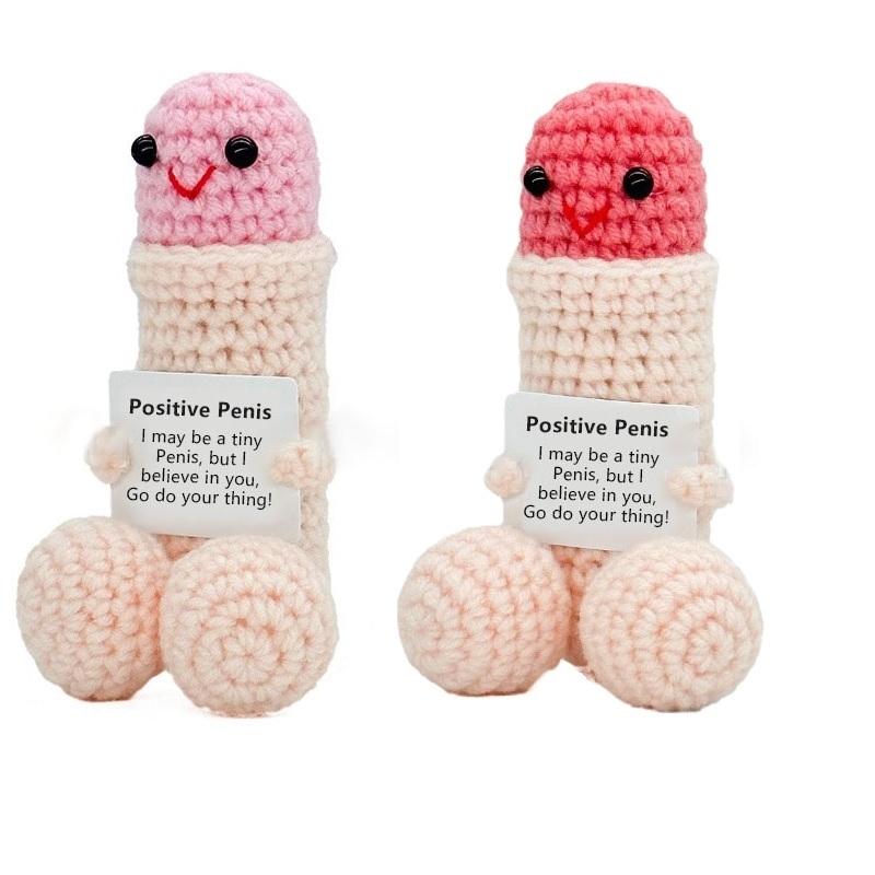 Cute Crochet Dolls Creative Knitted Decorations with Positive Message Cards Soft Stuffed Toys Perfect for Birthdays Christmas Huggable Plush Gifts