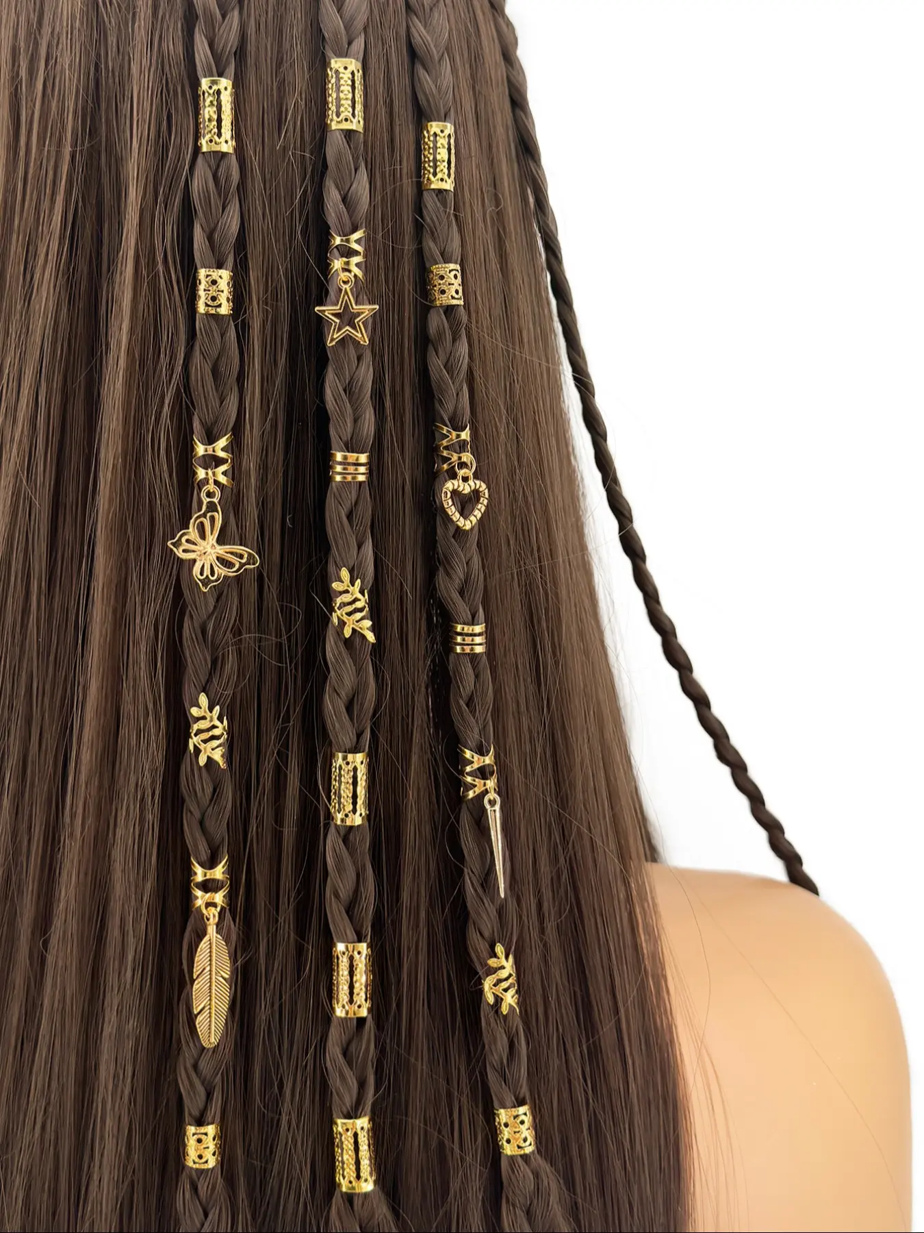 45pcs Butterfly Heart Punk Dreadlock Hair Rings, Stylish Alloy Hair Accessories, Loc Hair Jewelry for Braids, Girls & Women, Braid Hairstyles, Fashion Hair Accessories, Hair Decor