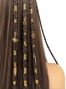 45pcs Butterfly Heart Punk Dreadlock Hair Rings, Stylish Alloy Hair Accessories, Loc Hair Jewelry for Braids, Girls & Women, Braid Hairstyles