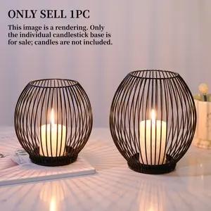 1PC Creative Lantern-shaped Candlestick, Vertical Hollow Design, Metal Material, Household Decorative Candlestick Ornament, Ambiance Decor for Living Room, Dining Table, Bar Counter & Wedding, Home Decoration Craftwork