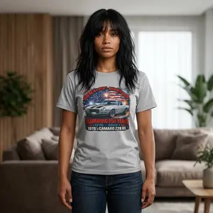 Men's 1970 Camaro Z28 RS Graphic T-Shirt - Casual Cotton Knit Fabric, 1776-2026 250 Years American Flag Celebration