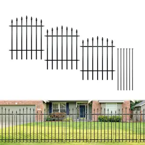 Arifaro Metal Garden Decor  Fence Panels 36" H x 11.6 Ft L, 5 Pack Garden Raised Bed No Digging Decorative Garden Border Fence, Garden Accessories Rust-Resistant Black Landscape Edging for Flower Beds, Yard, Patio