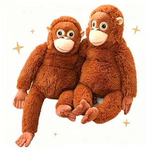 Brown Gorilla Plush, Cute Monkey Stuffed Toy, Gibbon Throw Pillow—Dolls Suitable for Young People