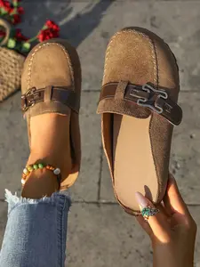 Fashion Women's Suede Mules, Vintage Casual Style, All-Season Comfortable Shoes, Ideal for Daily Wear, Spring & Fall