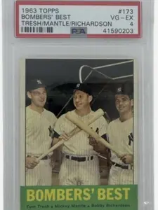 1963 Topps #173 Bombers Best–PSA 4 (VG-EX)–Yankees Legends Mantle