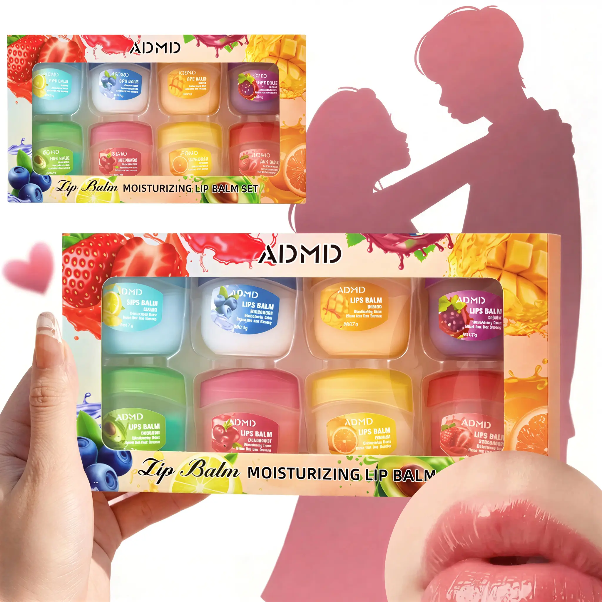 8 Hydrating Lip Balms for Dry, Cracked Lips – Long-Lasting Moisturizing Care with Assorted Fruity Flavors (Lemon, Avocado, Mango, Cranberry, Orange, Strawberry) – Non-Sticky, Nourishing & Softening – Portable Set, Ideal Gift for Women, Men, Family