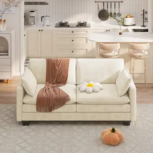 Gizoon 75” Cloud Loveseat with Comfy Double Layer Upholstered Cushion 2 Seater Modern Overstuffed Love seat Couch with Removable and Washable Corduroy Fabric for Living Room or Small Places