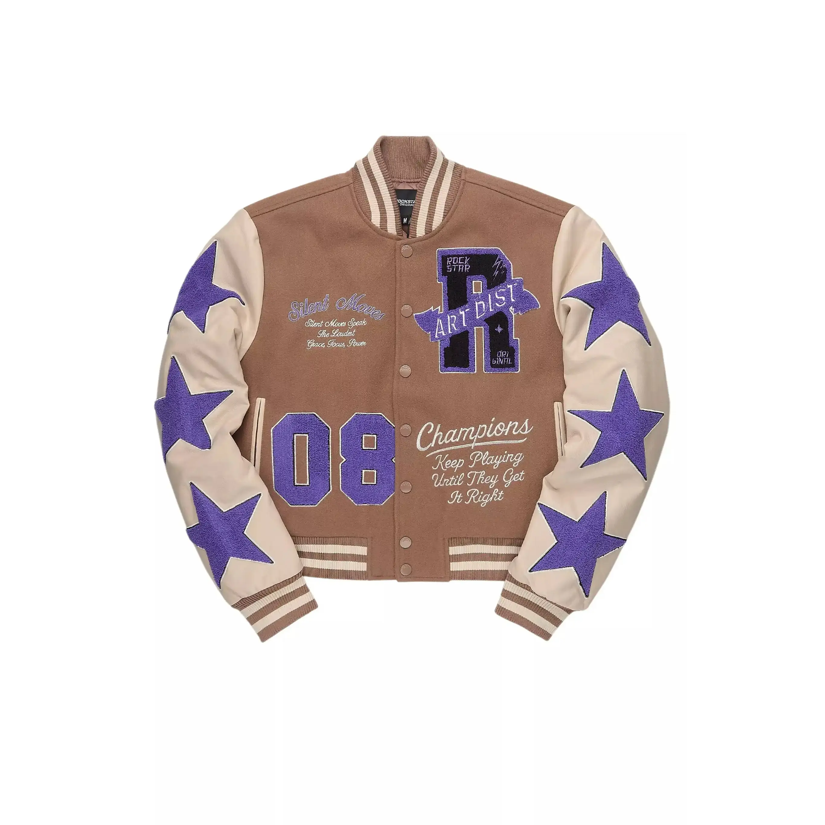 Krystle Mocha Oversized Varsity Jacket