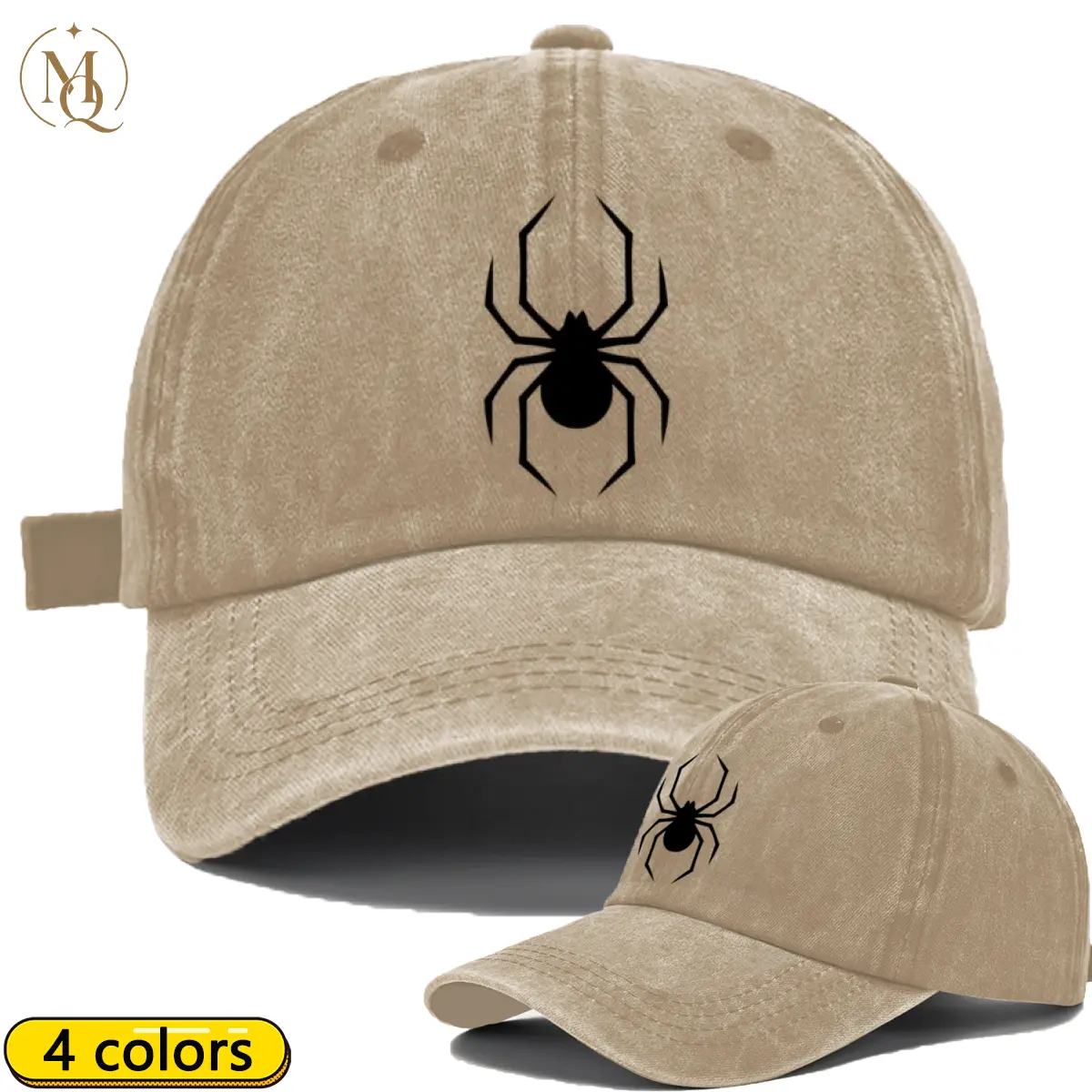 Minimalist Spider Printed Vintage Washed Dad Hat Adjustable Cotton Baseball Cap for Women & Men, Casual Streetwear Hiking Camping Travel Hat, Birthday Holiday Halloween Christmas Gift