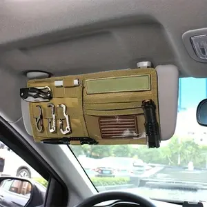 Multi-Pocket Car Sun Visor Storage Bag with Non-Slip Clip, Durable Vehicle Interior Organizer for Sunglasses, Phone, Cards & Tickets