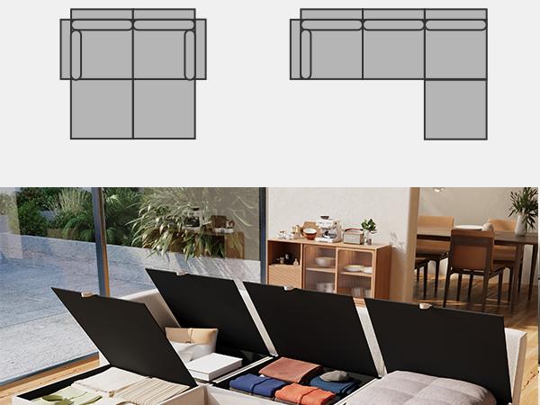 4-8 Seat Modular Sectional Sofa with Storage, Sturdy Solid Wood Structure, Modular Sectional Sofa Cloud Couch Washable, Spacious Couches for Living Room, Apartment, Loft, Beige