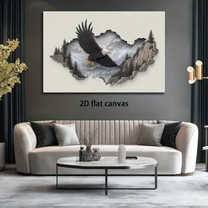 2D Flat 1.5-Inch Framed Eagle Relief Canvas Wall Art - Modern Home Decor with Abstract Woodland Landscape, 2D Flat Print for Living Room, Bedroom, Office, or Kitchen, Perfect Gift for Holidays or Special Occasions, Eagle Decor, Perfect for Room Decor