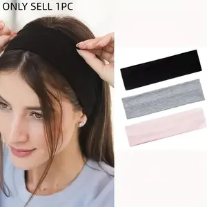 Solid Color Sports Headband for Women Trendy Yoga Street Dance Running Cycling Hair Accessory Solid Color Simple Versatile Sweat Wicking Breathable Stays in Place No Slipping Great for Workout and Daily Wear Workout Headbands Non Slip Headbands