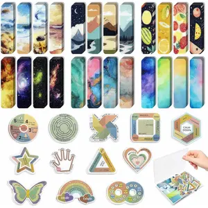 96 count Sensory Stickers with 2 Textured Surfaces - Adhesive Fidget Strips for   &  Support, Includes Storage Box - for Office, Classroom & Desk Use by Adults or Teachers (Personality)
