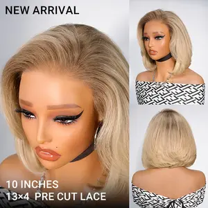 [Side Part] Asteria Hair Ombre Blonde Color Pre-Styled Layered 13×4 Lace Frontal Wigs Ready To Go Glueless Human Hair Fashion Wigs