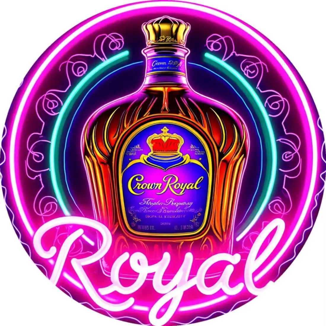 Crown Royal Neon Sign, Aluminum Wall Art, Waterproof & Dustproof Wall Decor, Easy Hang for Home Bar Cafe Garage Decor, Neon Light Sign