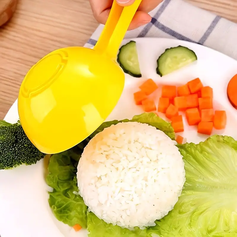 1pc Yellow Half-Circle Shaped Rice Paddle, Nonstick Sushi Mold and Ball Spoon for Making Homemade Kitchen Gadget or Restaurant Style Kitchen Utensils Set, Cooking Accessories, Kitchen Tool