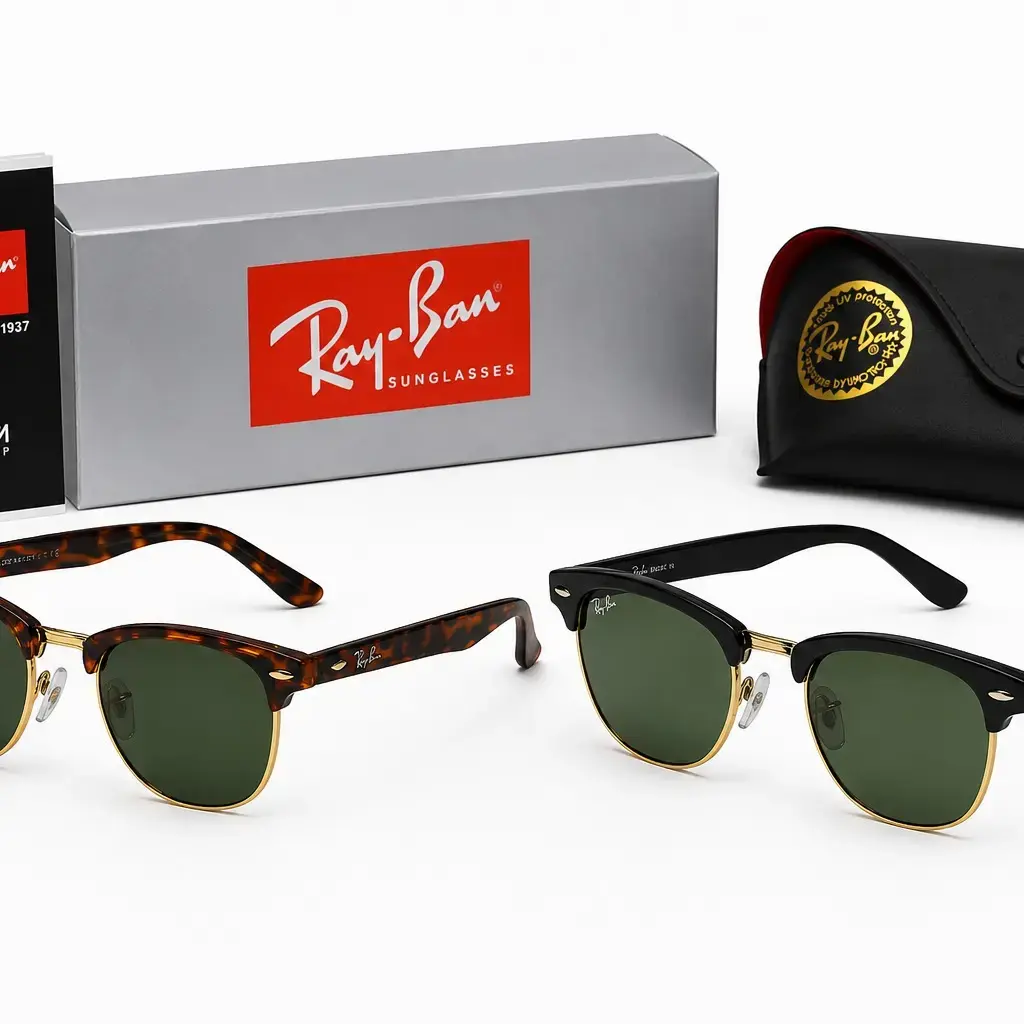 Ray-Ban Clubmaster Classic Sunglasses for Men & Women | Polarized UV400 Square Browline Vintage Eyewear for Driving & Outdoor
